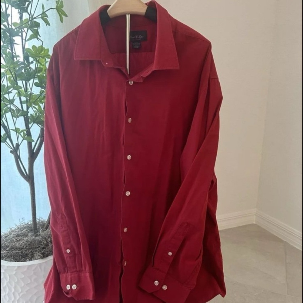 David Taylor Collection Button Down Shirt Red‎